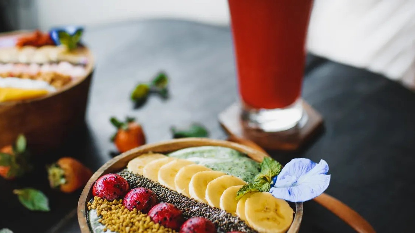 Fruit and balanced breakfast foods on a table